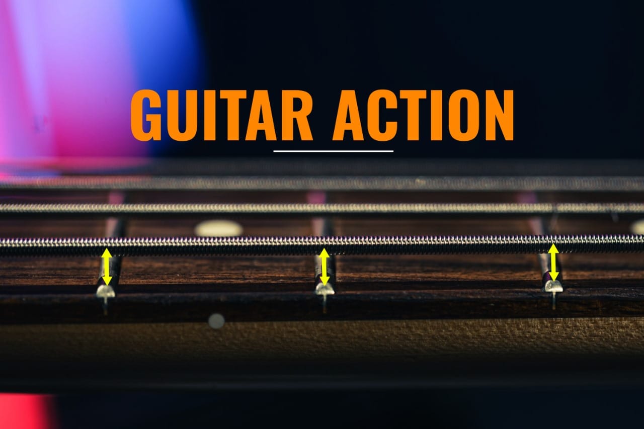 Distance between fretboard and strings to display guitar action